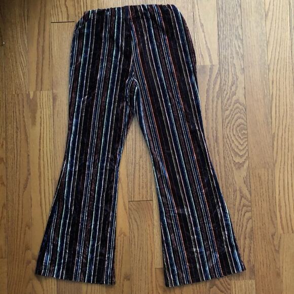 Truce Velour Flare Leg Elasticized Waist Brown Blue Striped Pants Girls Size 16 - Picture 8 of 9